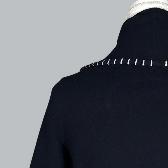 Magaschoni Sweater Womens XS Cardigan Open Front Long Contrast Stitch Pockets - Picture 7 of 9